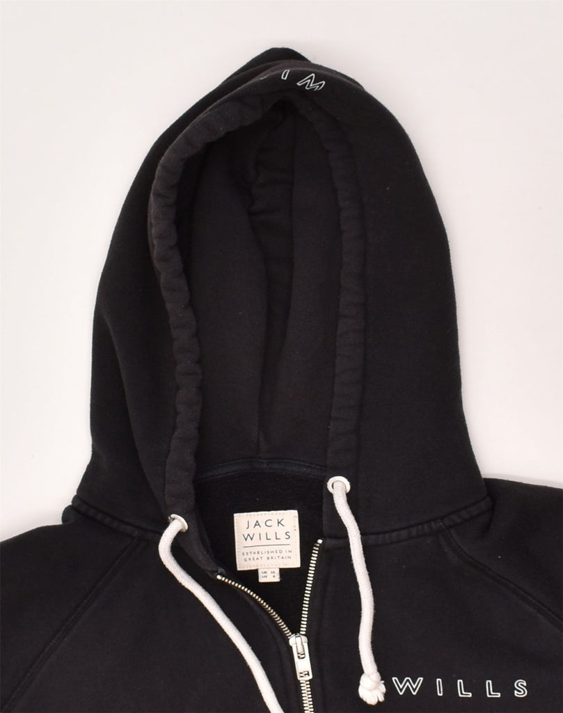 JACK WILLS Womens Loose Fit Zip Hoodie Sweater UK 10 Small  Black Cotton | Vintage Jack Wills | Thrift | Second-Hand Jack Wills | Used Clothing | Messina Hembry 