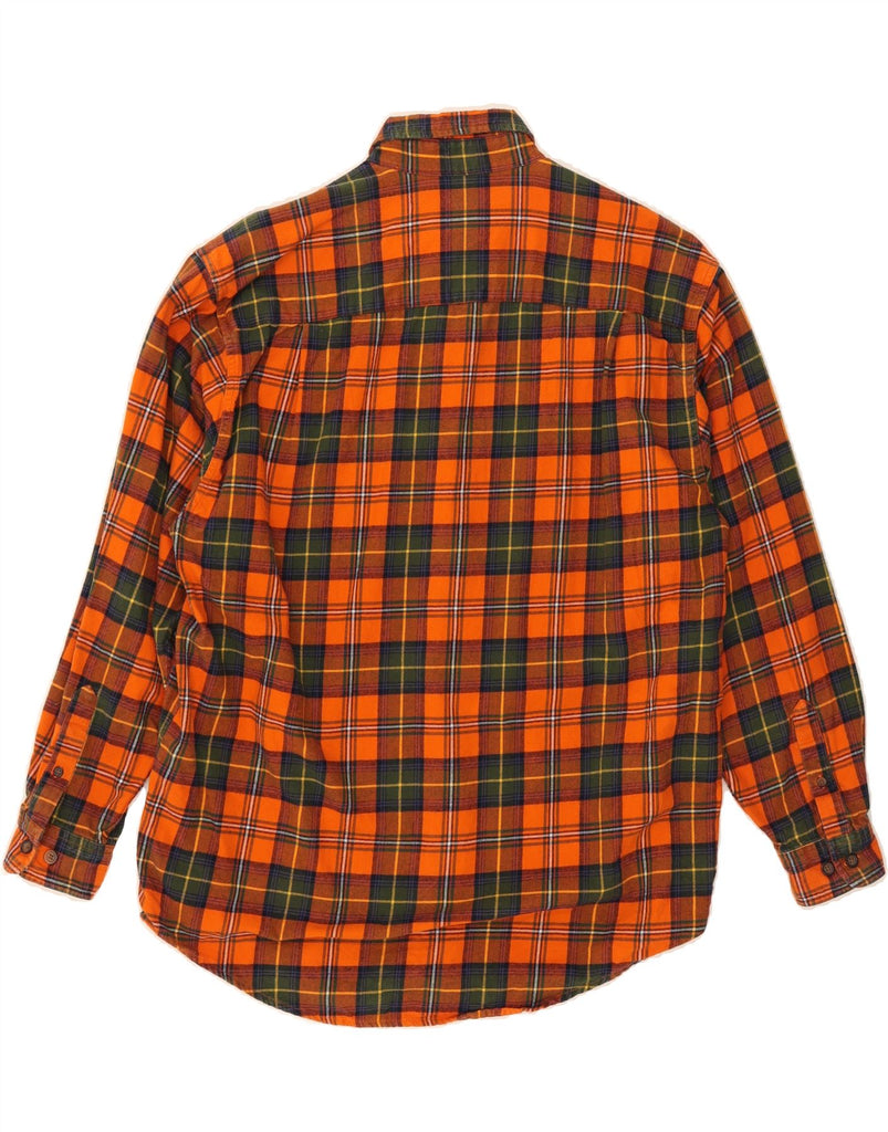 EDDIE BAUER Mens Regular Fit Flannel Shirt Medium Orange Check Cotton Vintage Eddie Bauer and Second-Hand Eddie Bauer from Messina Hembry 
