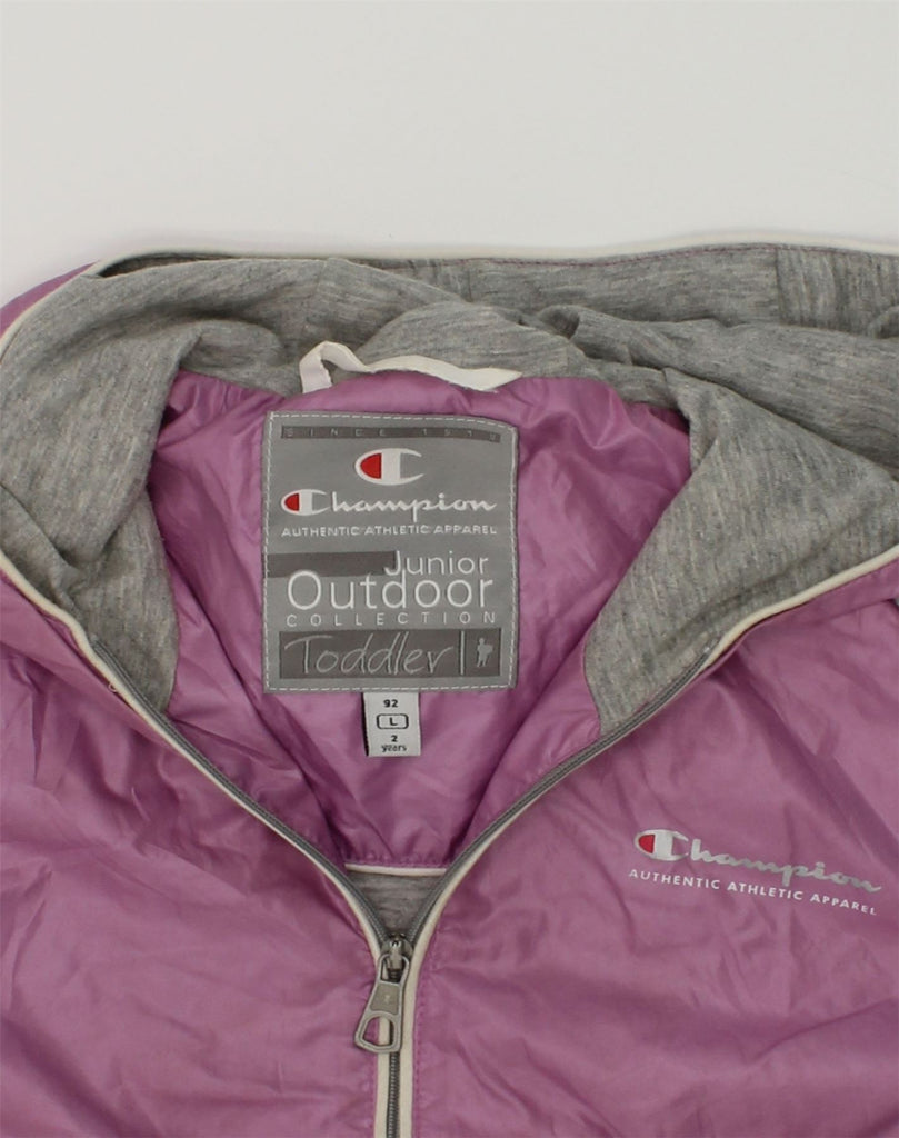 CHAMPION Baby Girls Hooded Rain Jacket 18-24 Months Large Purple Polyester | Vintage Champion | Thrift | Second-Hand Champion | Used Clothing | Messina Hembry 