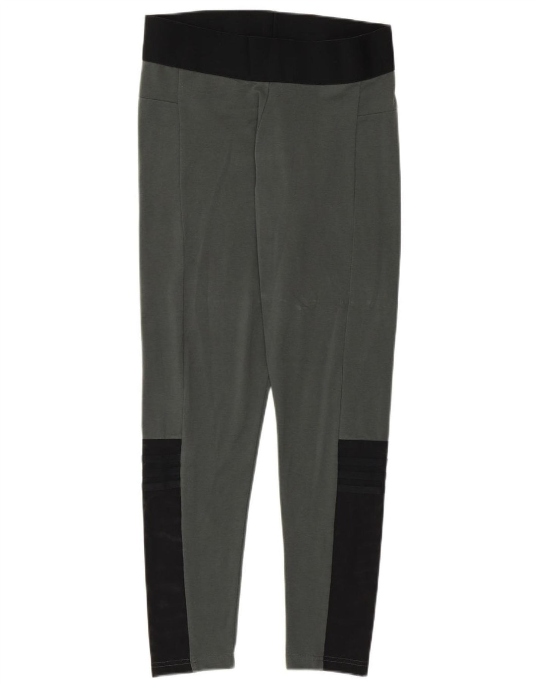 Adidas Womens Leggings UK 12/14 Medium Grey Colourblock Cotton
