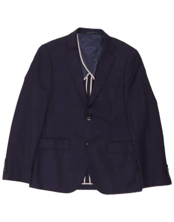 Dkny Mens 2 Button Slim Fit Blazer Jacket UK 38 Medium Navy Blue Wool