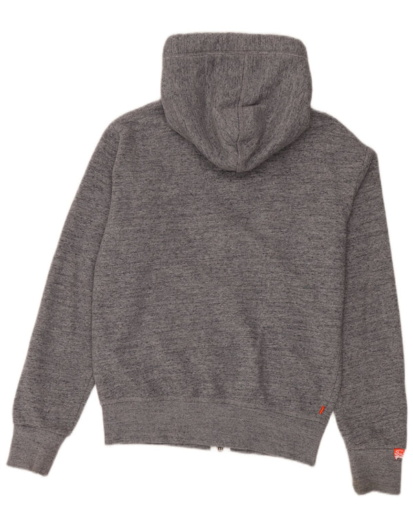 Superdry Mens Zip Hoodie Sweater Small Grey Flecked Cotton