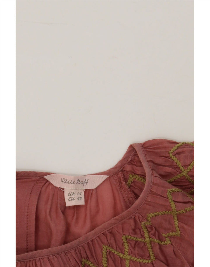 WHITE STUFF Womens 3/4 Sleeve Blouse Top UK 14 Large Red Geometric Vintage White Stuff and Second-Hand White Stuff from Messina Hembry 