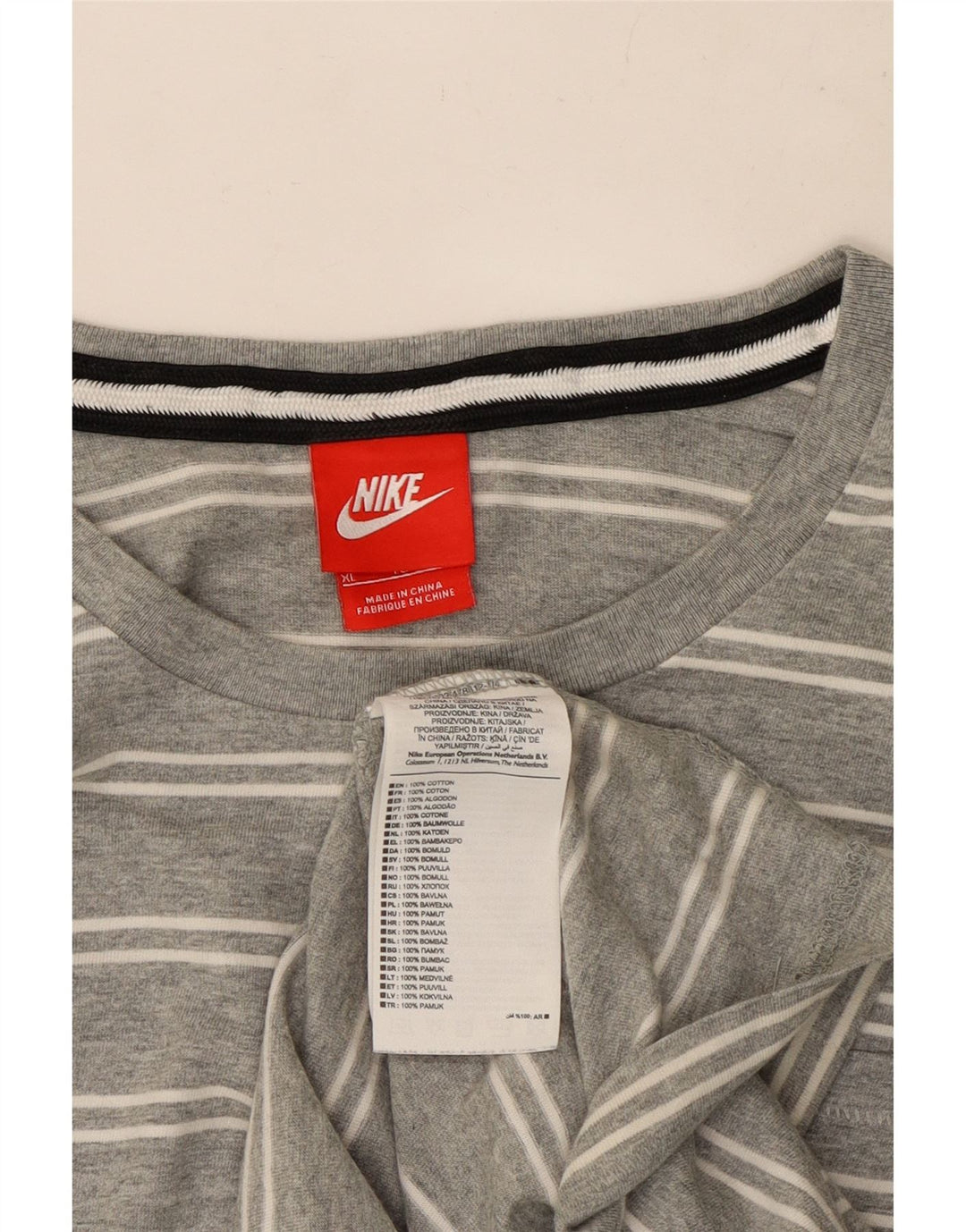 Nike Mens Top Long Sleeve XL Grey Striped Cotton