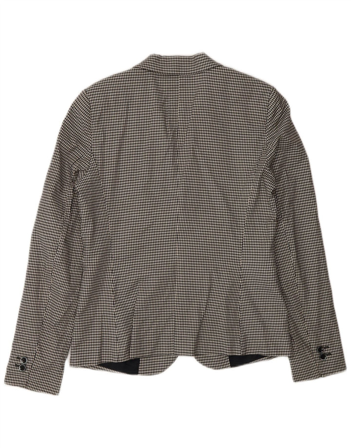 Massimo Dutti Womens 2 Button Blazer Jacket EU 38 Small Black Gingham