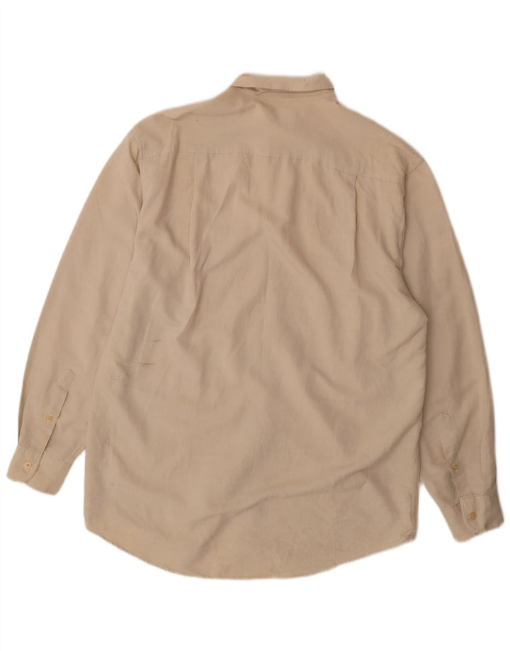 Nautica Mens Shirt Medium Beige Rayon