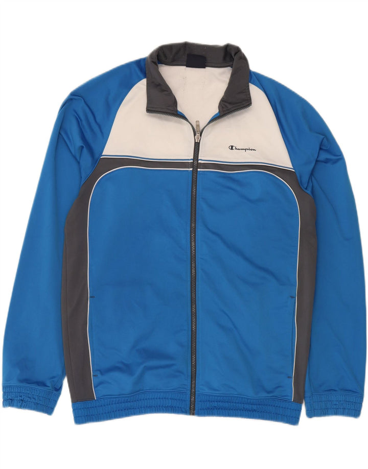 CHAMPION Mens Tracksuit Top Jacket XL Blue Colourblock