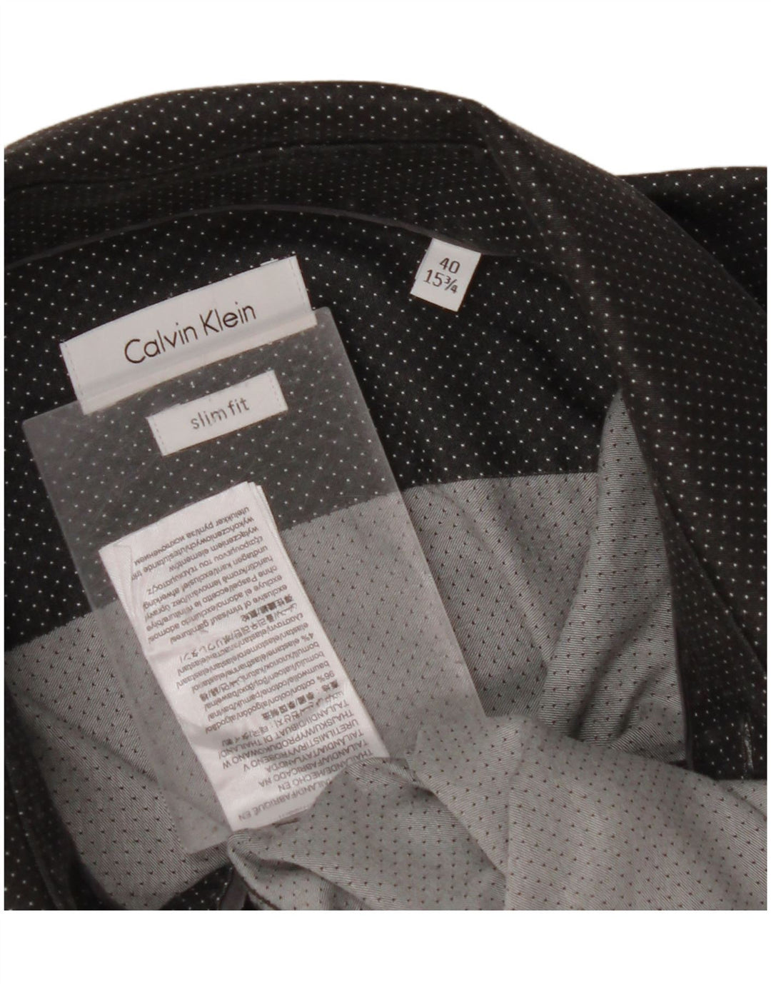 CALVIN KLEIN Mens Slim Fit Shirt Size 40 15 3/4 Medium Black Spotted