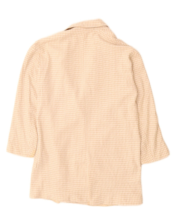 Zara Womens 2 Button Oversized Blazer Jacket UK 6 XS Beige Houndstooth