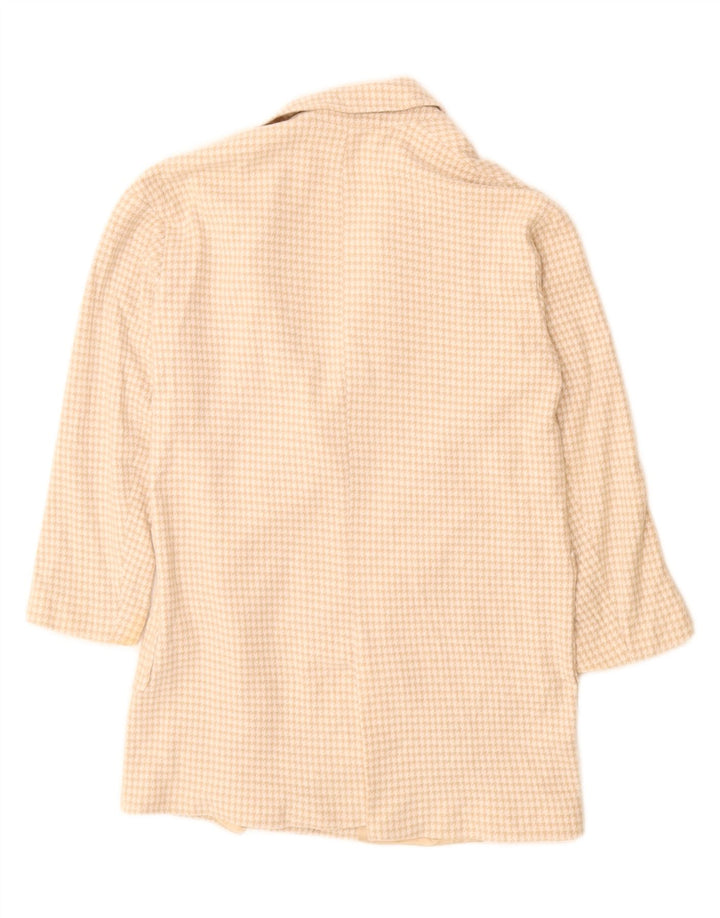 Zara Womens 2 Button Oversized Blazer Jacket UK 6 XS Beige Houndstooth