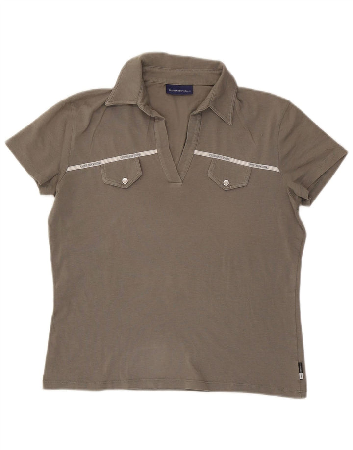 Trussardi Womens Polo Shirt UK 14 Large Grey