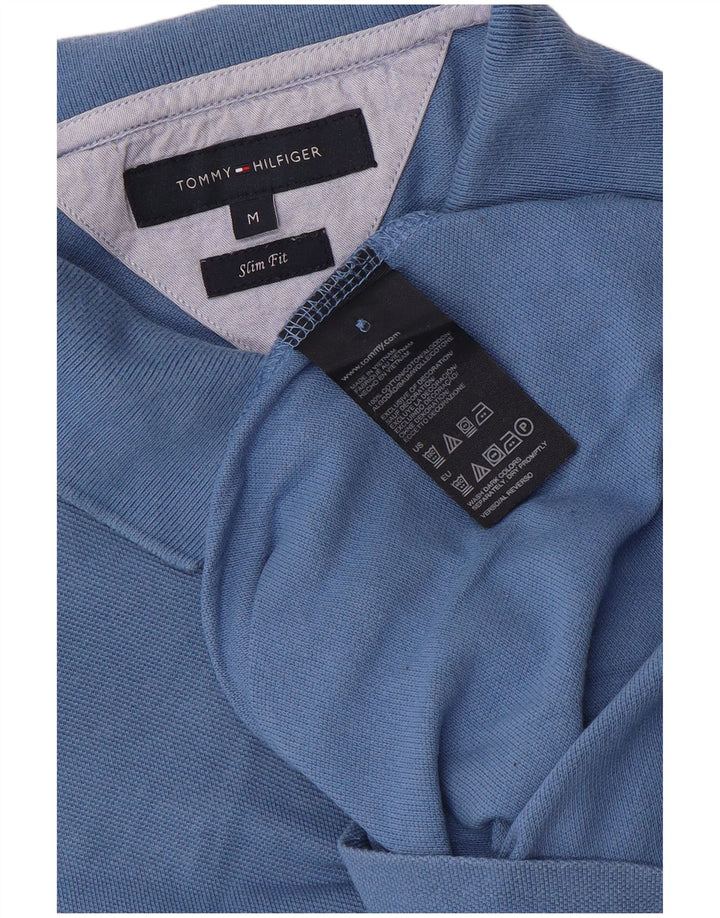 Tommy Hilfiger Mens Slim Fit Polo Shirt Medium Blue Cotton