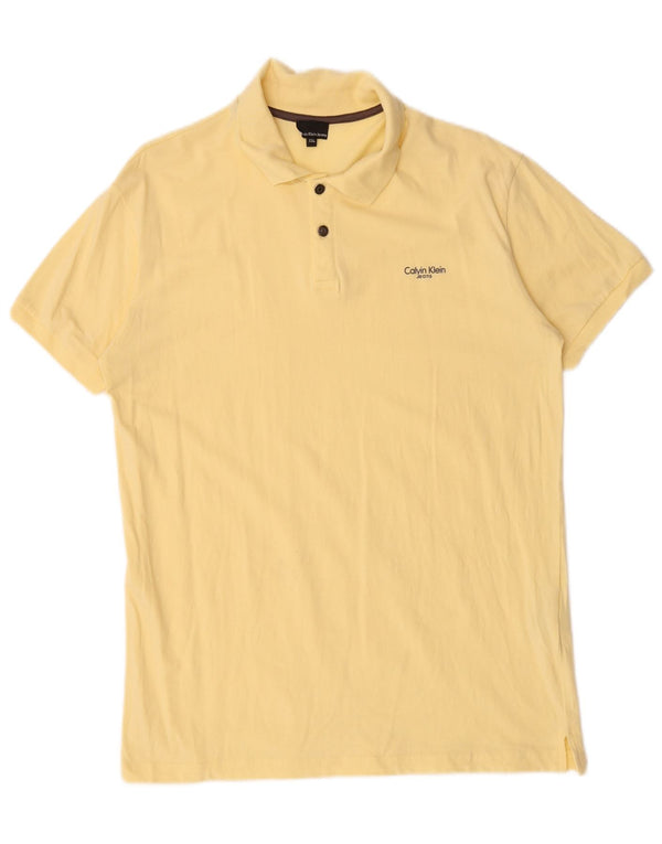 Calvin Klein Jeans Mens Polo Shirt 2XL Yellow Cotton
