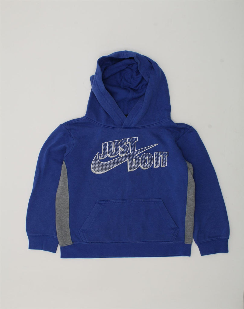 NIKE Boys Graphic Hoodie Jumper 5-6 Years Medium  Blue Cotton | Vintage Nike | Thrift | Second-Hand Nike | Used Clothing | Messina Hembry 