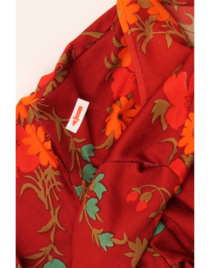 Vintage Womens Pullover Shirt UK 14 Medium Red Floral