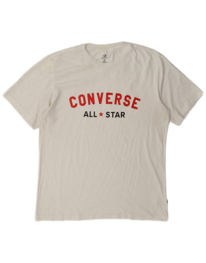 Converse Mens Graphic T-Shirt Top Large White Cotton
