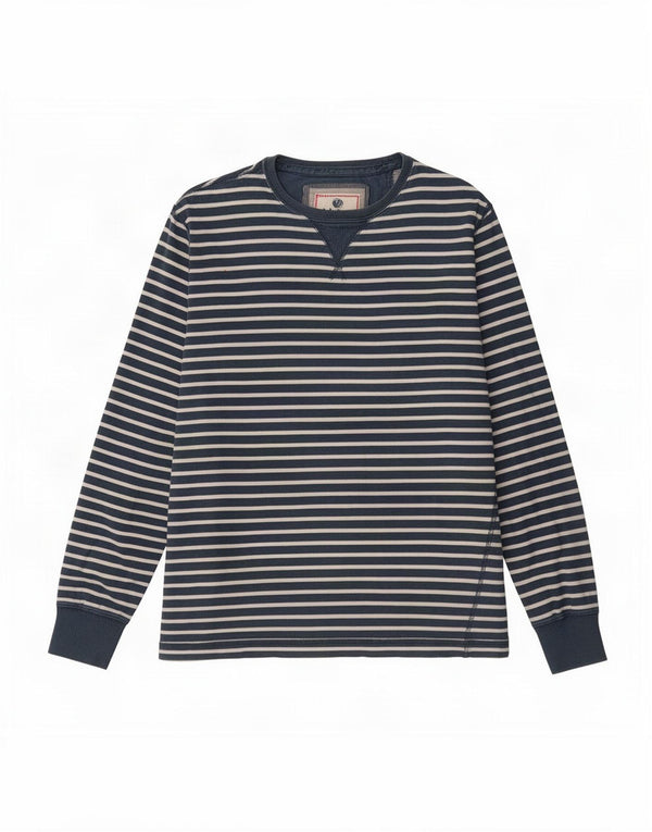 Fat Face Mens Top Long Sleeve Large Blue Striped Cotton