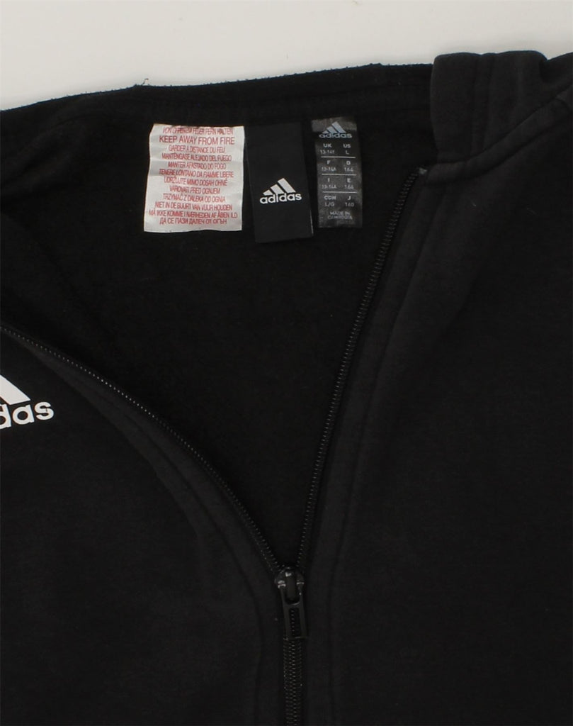 ADIDAS Boys Graphic Zip Hoodie Sweater 13-14 Years Black Cotton | Vintage Adidas | Thrift | Second-Hand Adidas | Used Clothing | Messina Hembry 