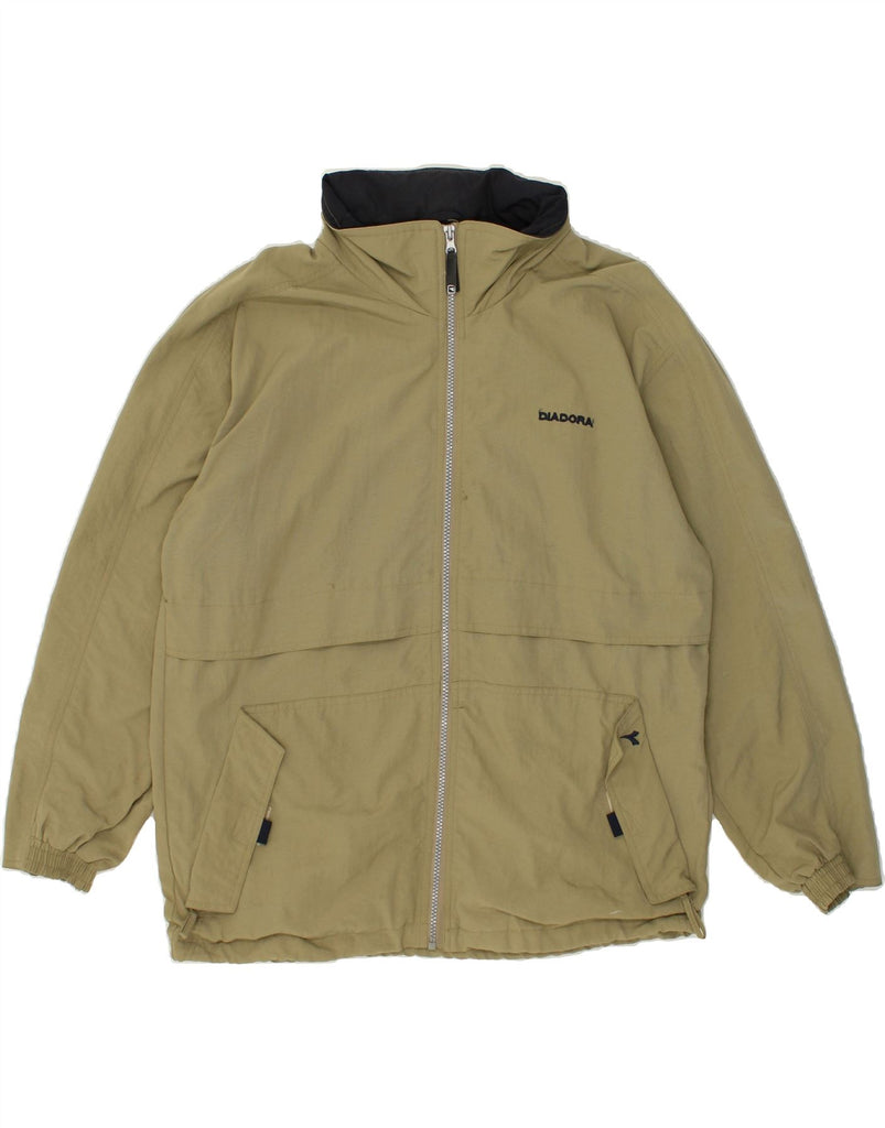 DIADORA Mens Hooded Rain Jacket UK 38 Medium Khaki Polyamide | Vintage Diadora | Thrift | Second-Hand Diadora | Used Clothing | Messina Hembry 