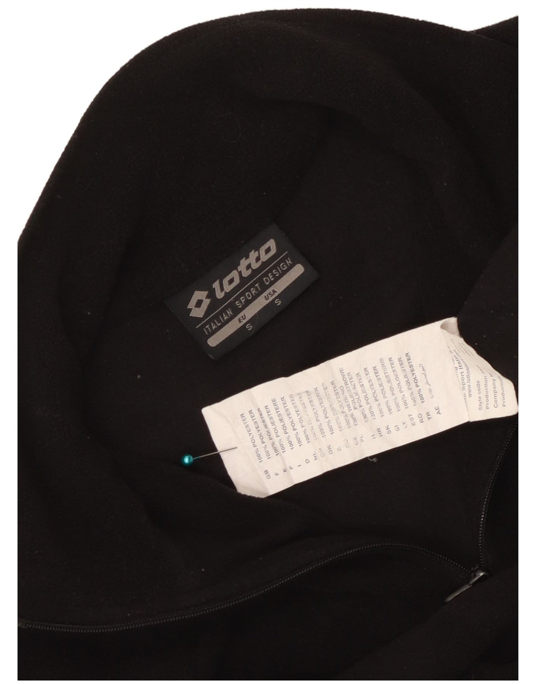 Lotto Womens Zip Neck Fleece Jumper UK 10 Small Black Polyester