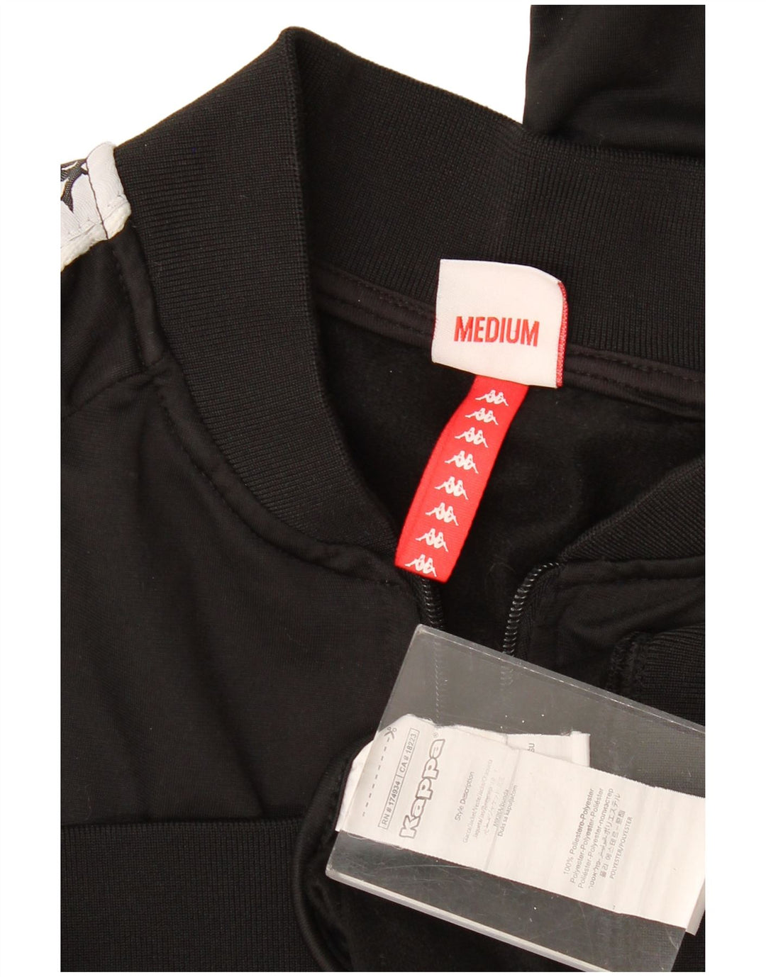 KAPPA Womens Graphic Tracksuit Top Jacket UK 14 Medium Black Colourblock