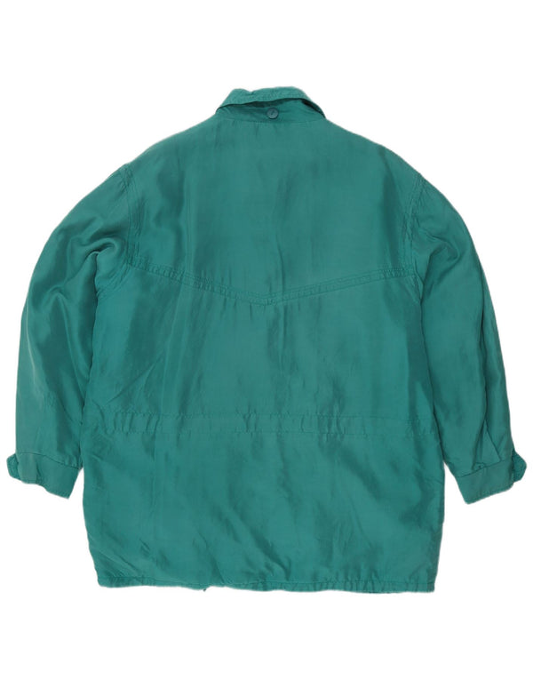 Astrolabio Womens Oversized Overcoat IT 46 Large Green Silk