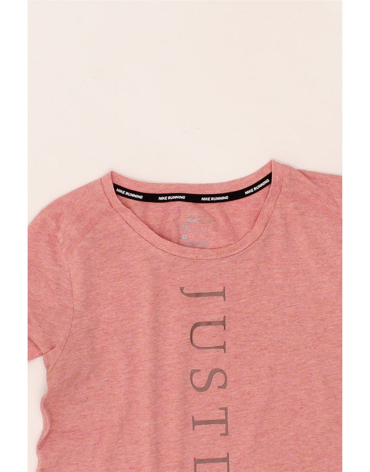 NIKE Womens Dri Fit Graphic T-Shirt Top UK 10 Small Pink Polyester Vintage Nike and Second-Hand Nike from Messina Hembry 