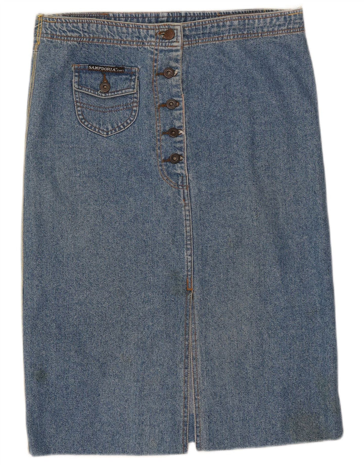 Vintage Womens Denim Skirt IT 46 Large W34 Blue Cotton