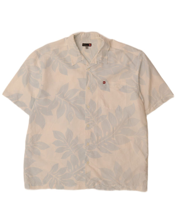 Quiksilver Mens Short Sleeve Shirt Large White Floral Polynosic