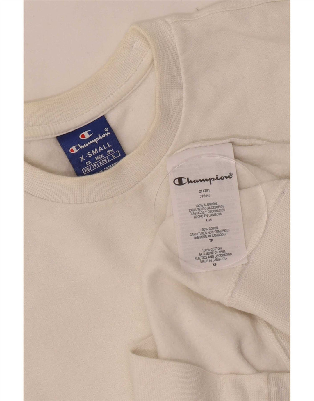 Champion Mens Sweatshirt Jumper XS White Cotton