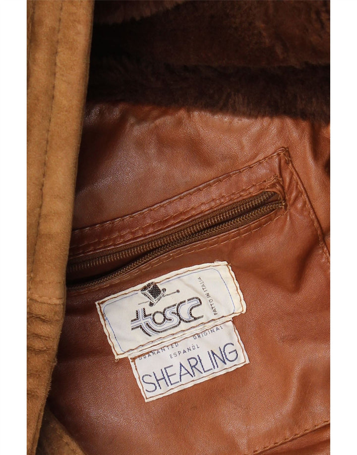 Vintage Mens Shearling Jacket UK 40 Large Brown Shearling
