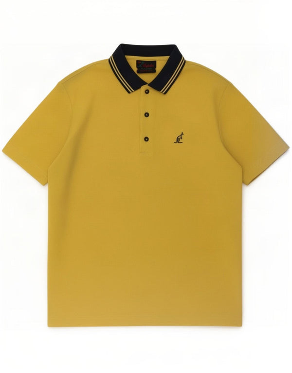 AUSTRALIAN L'ALPINA Mens Polo Shirt Medium Yellow Polyester