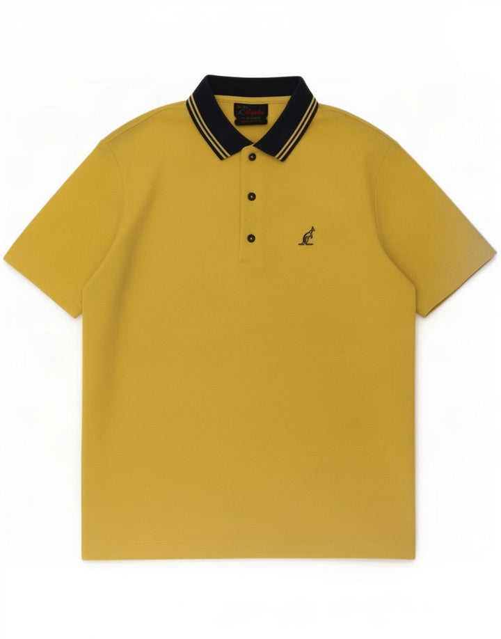 AUSTRALIAN L'ALPINA Mens Polo Shirt Medium Yellow Polyester