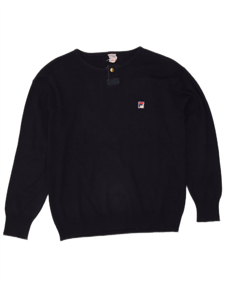 FILA Mens Boat Neck Jumper Sweater Small Navy Blue