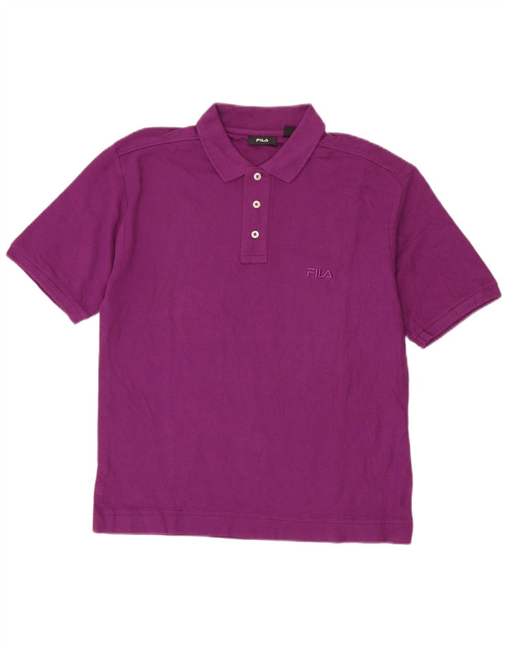 FILA Mens Polo Shirt Large Purple Cotton