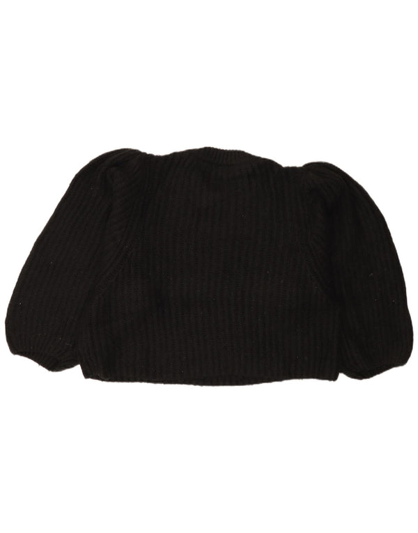 Topshop Womens Crop Oversized Crew Neck Jumper Sweater UK 14 Medium Black