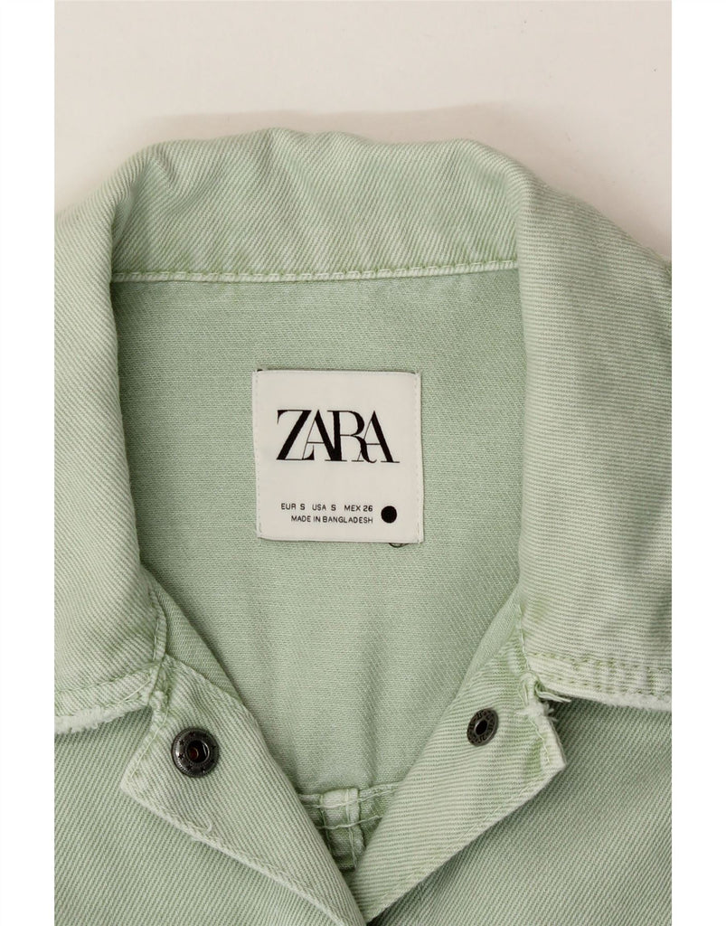 ZARA Womens Denim Jacket UK 10 Small Green Vintage Zara and Second-Hand Zara from Messina Hembry 