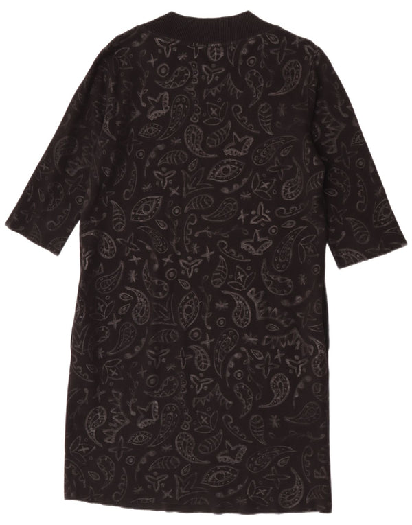 Diesel Womens 3/4 Sleeve Jumper Dress UK 14 Medium Black Paisley Cotton