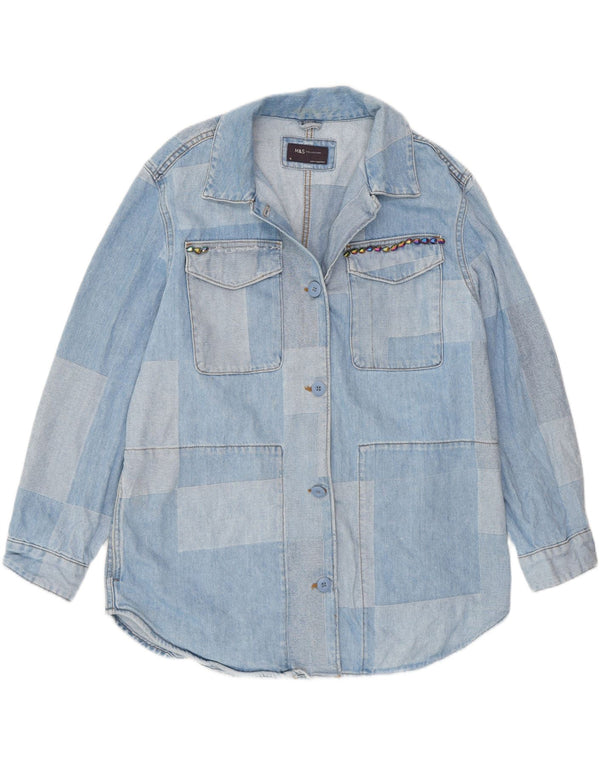 Marks & Spencer Womens Loose Fit Denim Shirt UK 16 Large Blue Retro