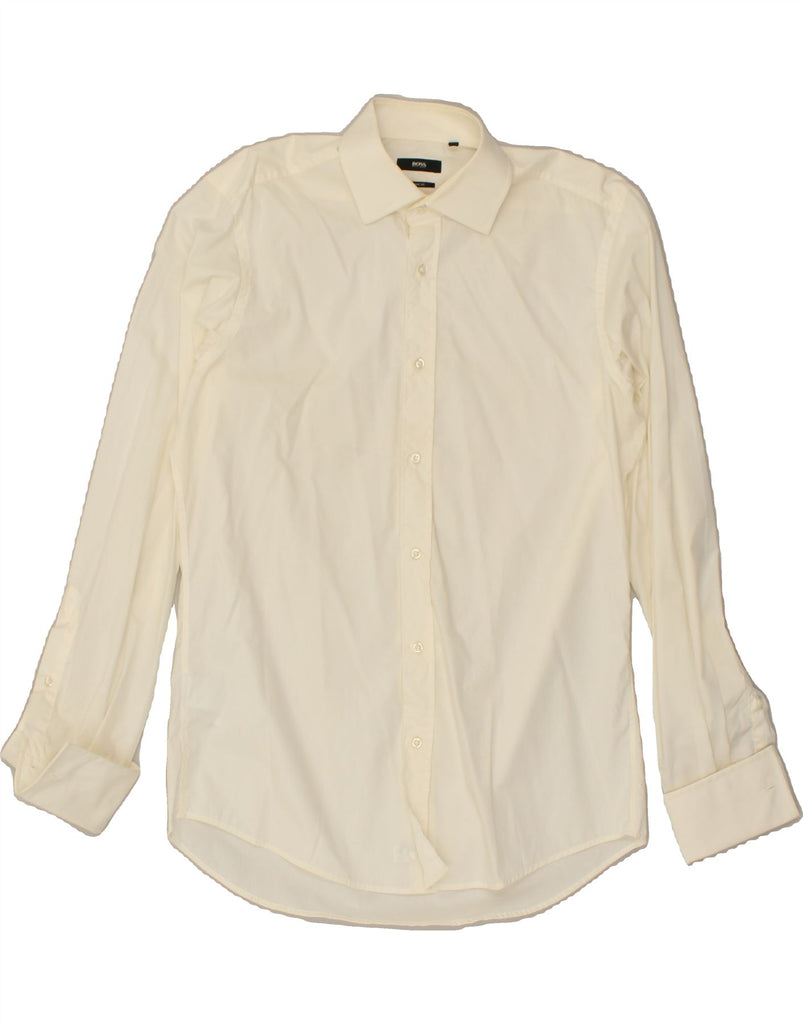 HUGO BOSS Mens Classic Fit Shirt Size 15 40 Medium Off White Cotton | Vintage Hugo Boss | Thrift | Second-Hand Hugo Boss | Used Clothing | Messina Hembry 