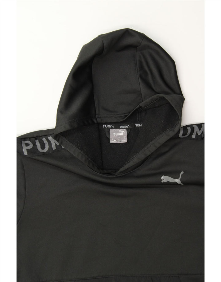 PUMA Mens Graphic Hoodie Jumper Medium Black Polyester Vintage Puma and Second-Hand Puma from Messina Hembry 