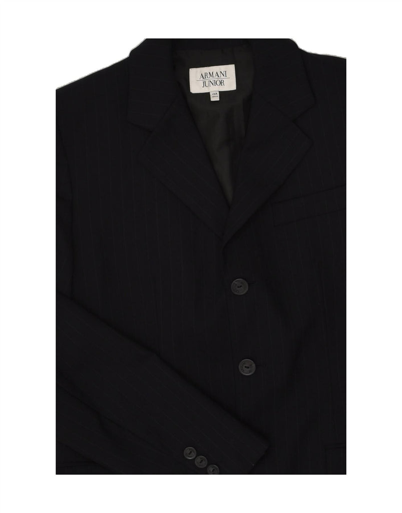 ARMANI JUNIOR Boys 3 Button Blazer Jacket 12-13 Years Black Striped Wool | Vintage Armani Junior | Thrift | Second-Hand Armani Junior | Used Clothing | Messina Hembry 