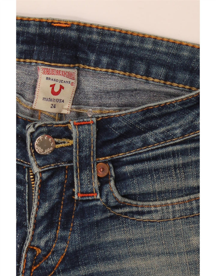 TRUE RELIGION Womens Straight Jeans W24 L32 Navy Blue Cotton