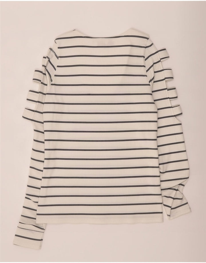Guess Womens Top Long Sleeve UK 14 Large White Striped