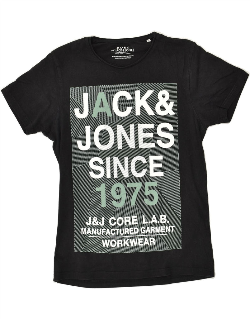 JACK & JONES Mens Slim Graphic T-Shirt Top Large Black Cotton | Vintage Jack & Jones | Thrift | Second-Hand Jack & Jones | Used Clothing | Messina Hembry 