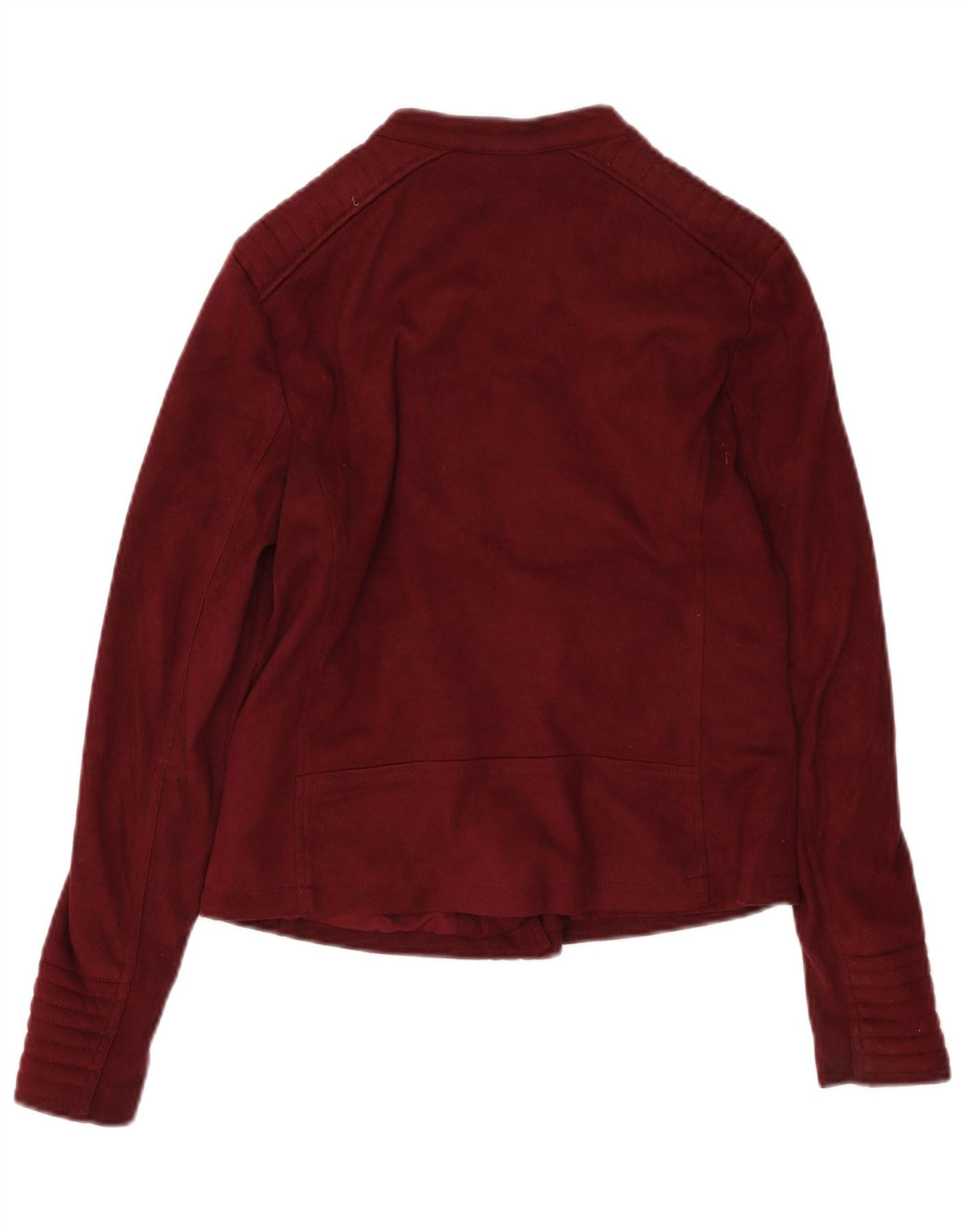 Marks & Spencer Womens Biker Jacket UK 10 Small Burgundy Polyester Biker