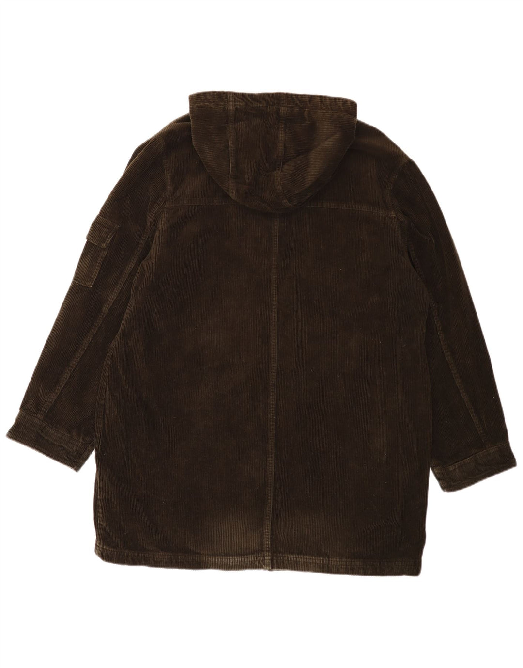 EDDIE BAUER Womens Oversized Hooded Corduroy Coat UK 16 Large Khaki Cotton