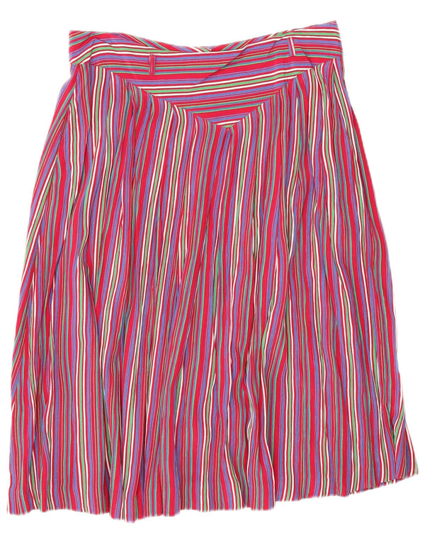 Vintage Womens Pleated Skirt IT 46 Large W28 Multicoloured Pinstripe