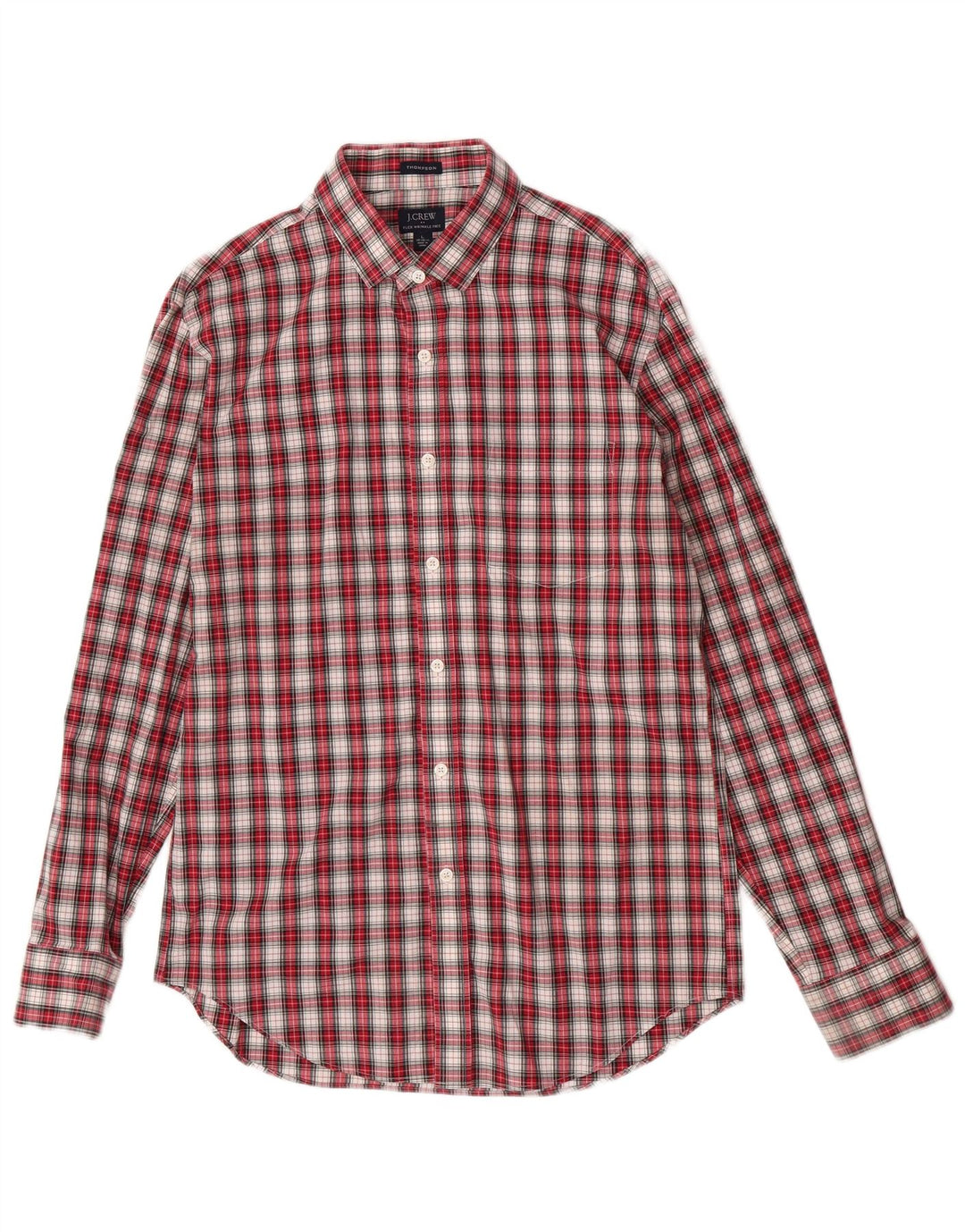 J. Crew Mens Thompson Flannel Shirt Size 16 1/2 Large Red Check Cotton