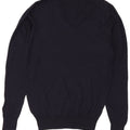 Massimo Dutti Mens V-Neck Jumper Sweater Large Navy Blue